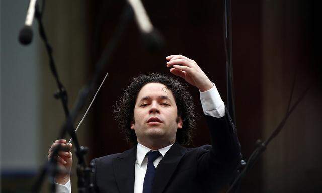Gustavo Dudamel conducts a concert at the foreign ministry headquarters in Caracas