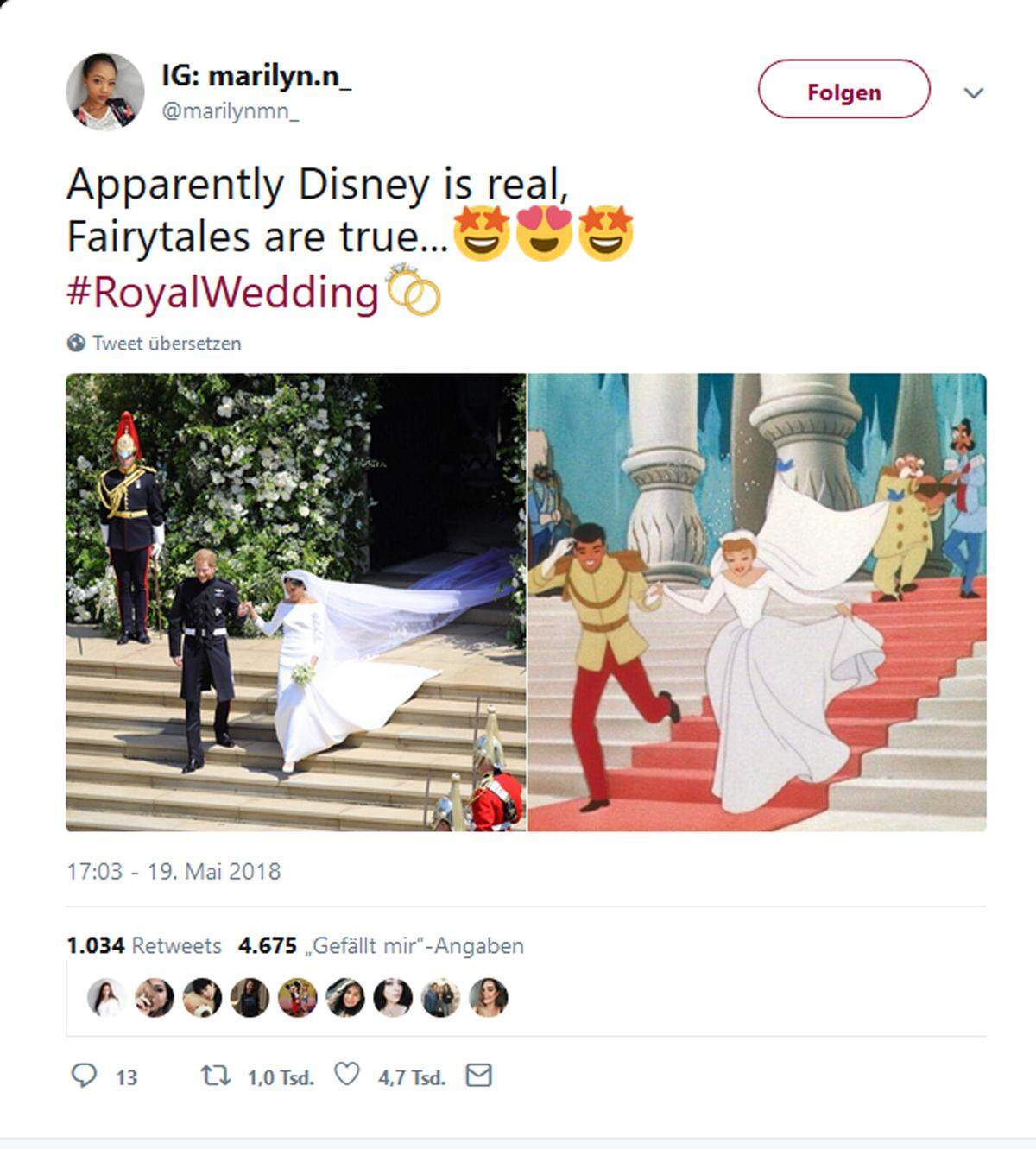 Auch Parallelen mit Disneyfilmen wurden gezogen. Hier ganz romantisch mit Cinderella ...