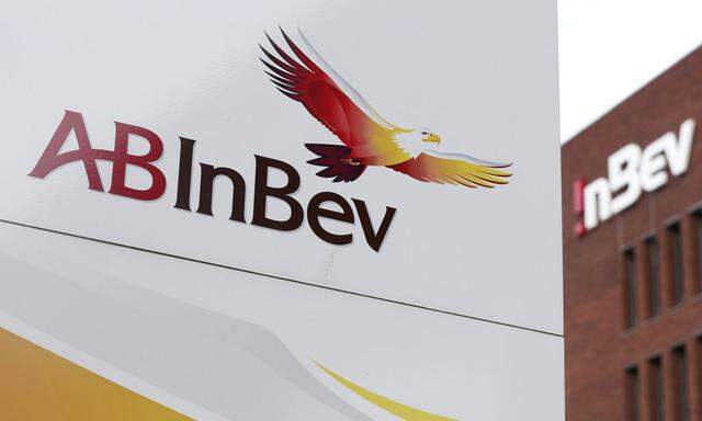 View of the Anheuser-Busch InBev logo outside the brewerÂ´s headquarters in Leuven
