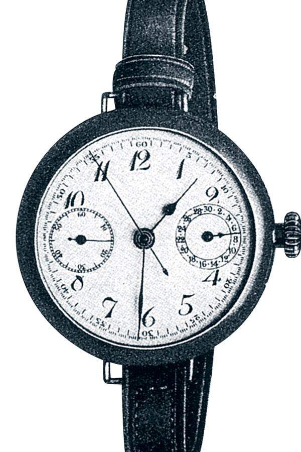 ... Armbandchronografen der Welt, gefertigt von Breitling im Jahre 1915. Damals wurde ein Taschenuhrgehäuse umgebaut, mit einem Armband versehen und so tauglich für das Handgelenk gemacht.