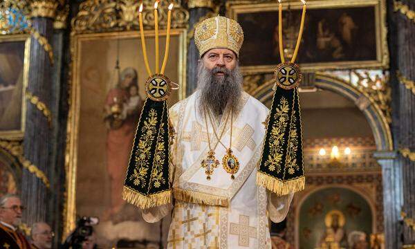 Das  Oberhaupt der serbisch-orthodoxen Kirche, Patriarch Porfirije. 