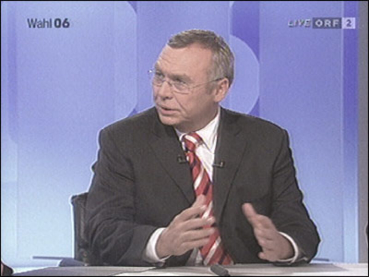 "Es gibt nur eine Möglichkeit, das ist die Zusammenarbeit zwischen SPÖ und ÖVP."SP-Chef Gusenbauer, von Moderator Mück auf mögliche Koalitionen angesprochen.