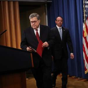 Justizminister William Barr und sein Vize, Rod Rosenstein, präsentierten den Abschlussbericht Muellers.