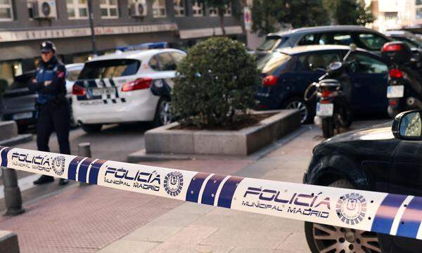 Polizeiabsperrung am Schauplatz des Attentats in Madrid.