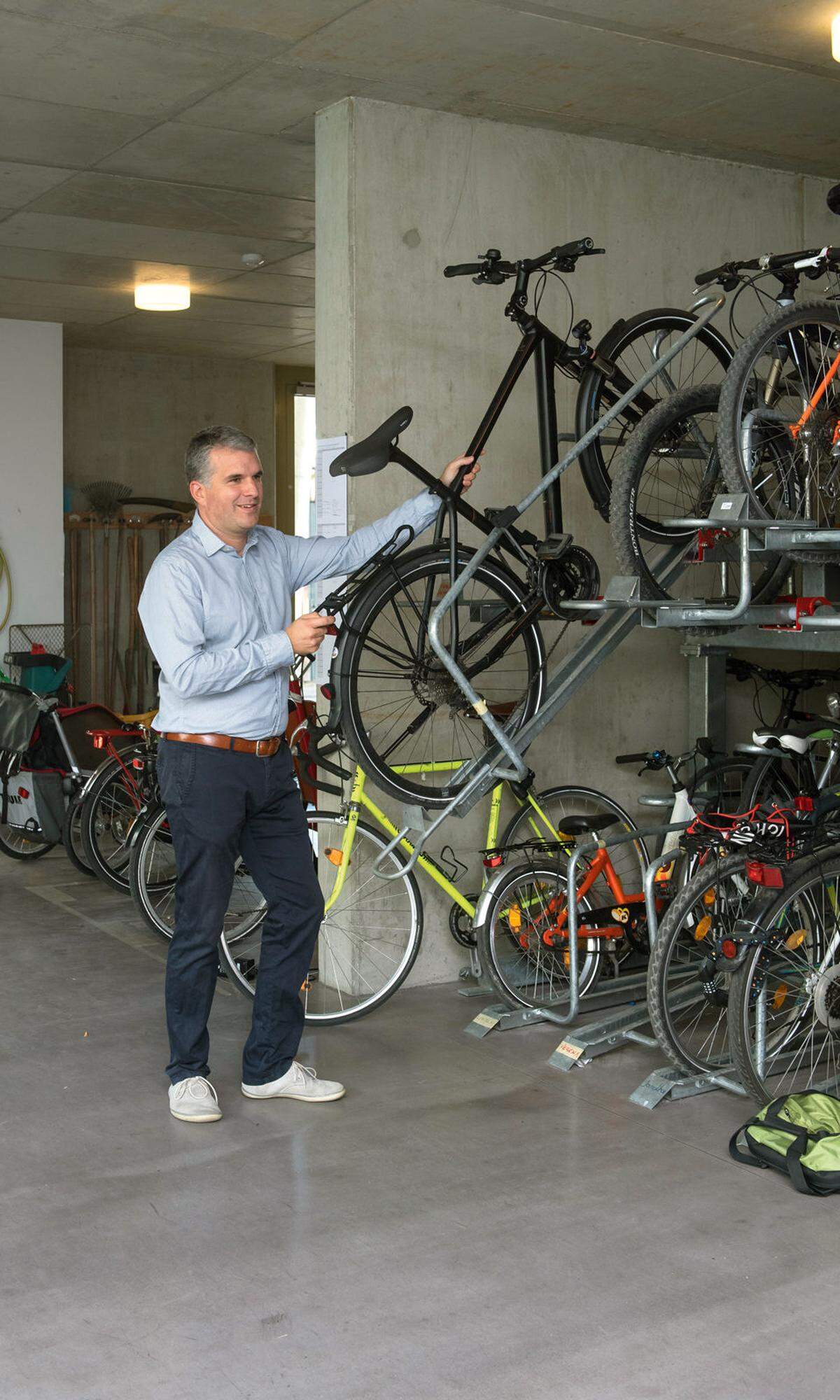 Fahrräder haben im Haus und im Konzept reichlich Platz.