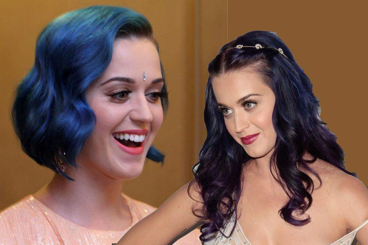 "I'm So Blue" - Haare sagen mehr als tausend Worte. Den Trennungsschmerz nach ihrem Eheende mit Russell Brand lässt die Sängerin Katy Perry durch die trüben Haarfarben raus.