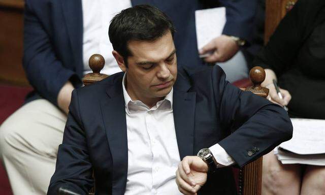 June 27 2015 Athens Greece PM Alexis Tsipras during the Extraordinary session at the plenary o