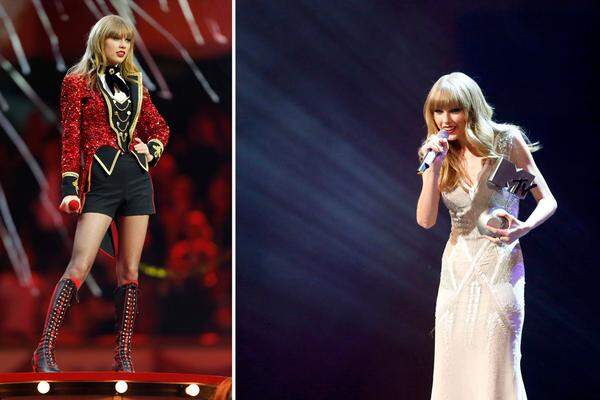 Die beste Dompteuse des Abends war zweifellos Taylor Swift, die Haupt-Preisgewinnerin wurde als beste Sängerin, für die beste Live-Show und den besten Look gewürdigt. Für ihre cremige Robe zeigt sich J Mendel verantwortlich.