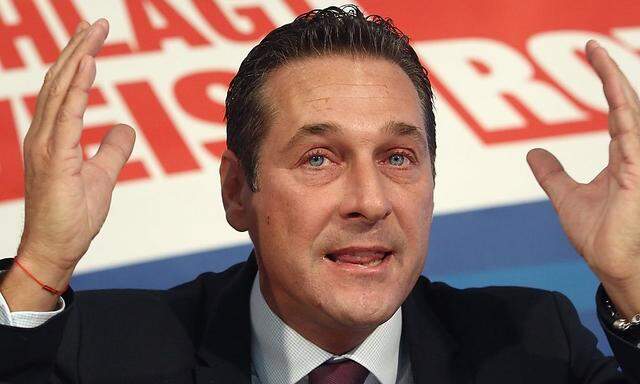 Head of Austrian Freedom Party FPOe Strache addresses a news conference in Vienna