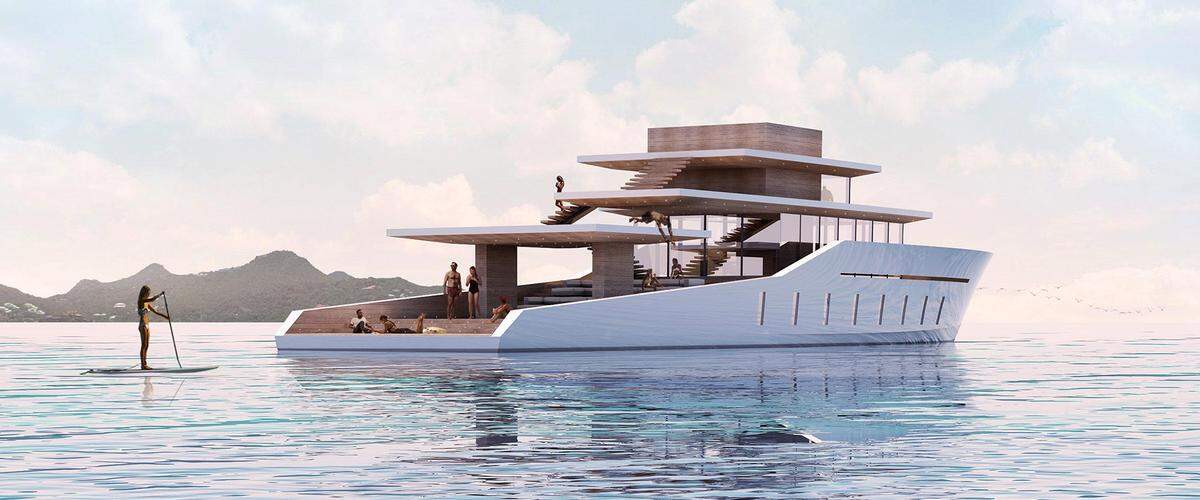 Offene Wohnräume liegen im Trend, Yacht-Designer Lujac Desautel hat sie deshalb auch in seinen neuesten Entwurf "La Petite Terrasse" integriert.