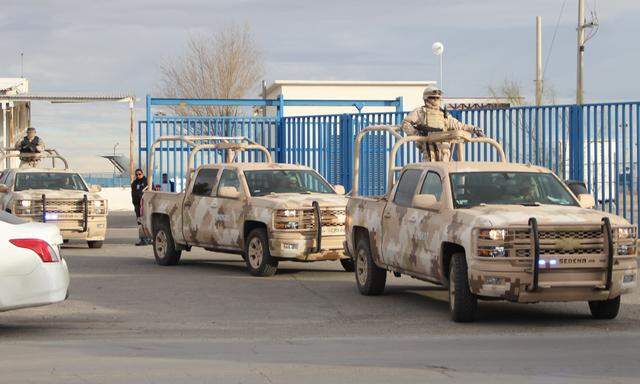 "El Chapo" wird zum Flughafen in Ciudad Juarez gebracht.