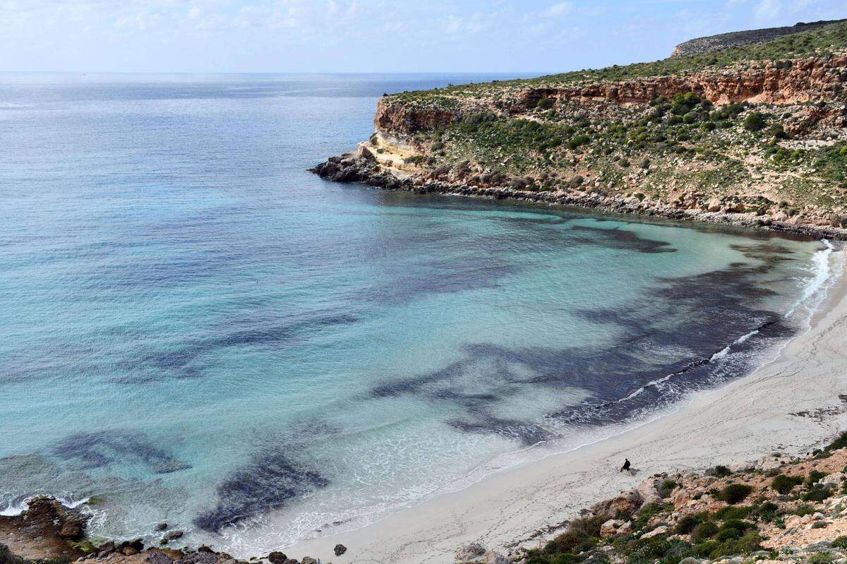 Auf der Insel Lampedusa, zwischen Tunesien und Sizilien, liegt der Spiaggia dei Conigli. Ein anderer Name für ihn ist "Kaninchenstrand", diese gibt es zwar nicht - dafür aber viele bunte Fische unter Wasser, was die Insel für Schnorchler beliebt macht.