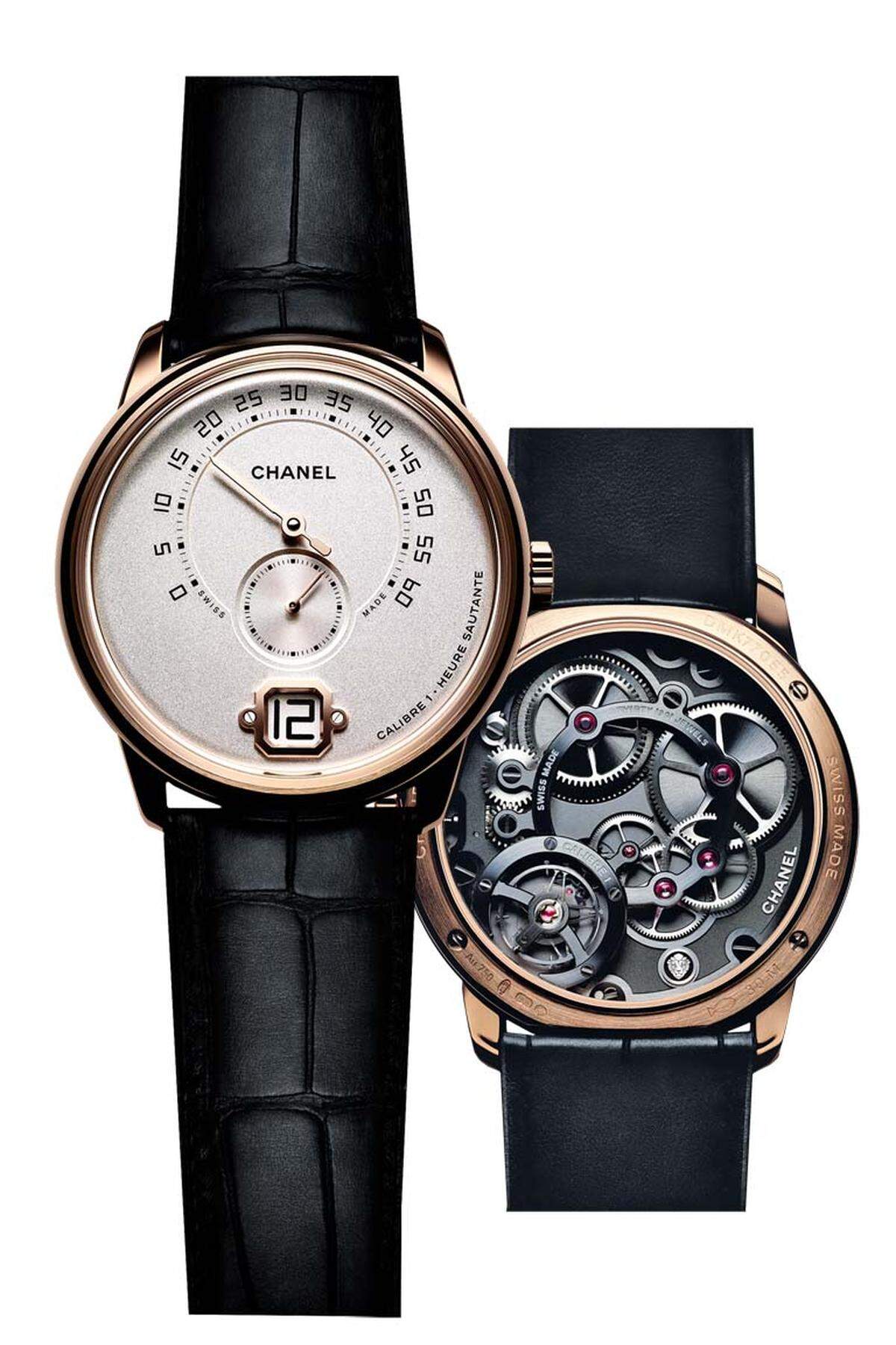 So sieht das 40 mm große Debüt des Luxuslabels als Uhrenmanufaktur aus. Das „Calibre 1“ wurde selbst entwickelt und gefertigt. Uns gefällt der starke Kontrast zwischen dem Design des Zifferblatts und des Uhrwerks.