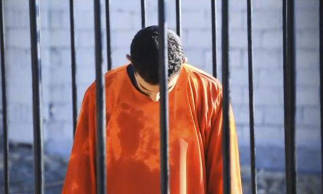 Still image from social media video shows a man purported to be Islamic State captive Jordanian pilot Kasaesbeh