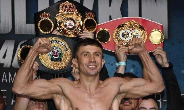 Sept 15 2017 Las Vegas NV Gennadi Golovkin GGG weighs in at 160 pounds at todays weigh in at th