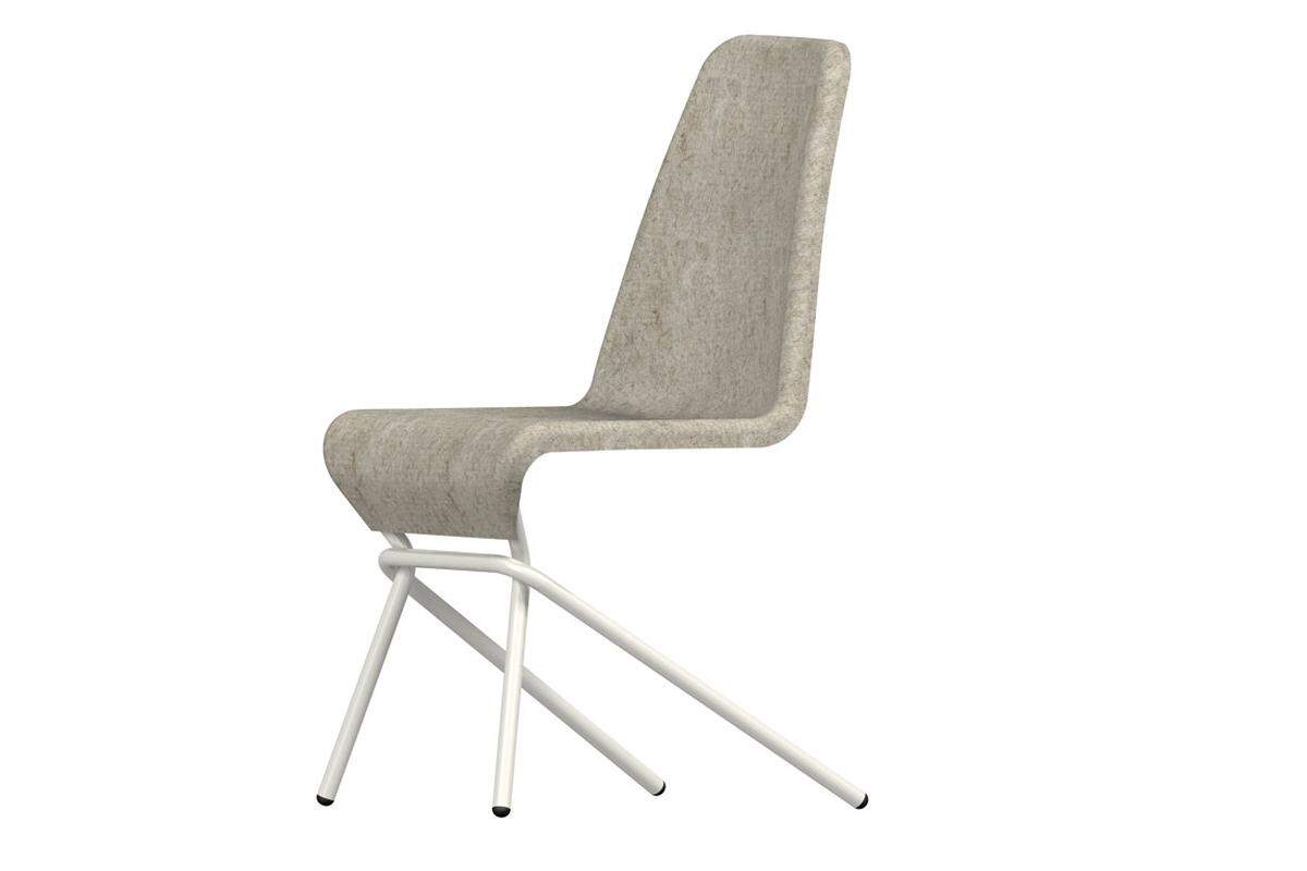 Ein weiterer kreativer Geist ist Designer Martin Mostböck, sein Flaxx Chair hat den Komfort eines Freischwingers und die Funktionalität eines Vierbeiners. Die Sitzschale wird aus Naturfasermatten gefertigt und ist zu 100 Prozent recyclebar.