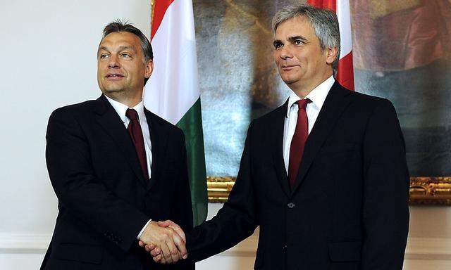 Ungarns Premier Viktor Orban mit Bundeskanzler Faymann.