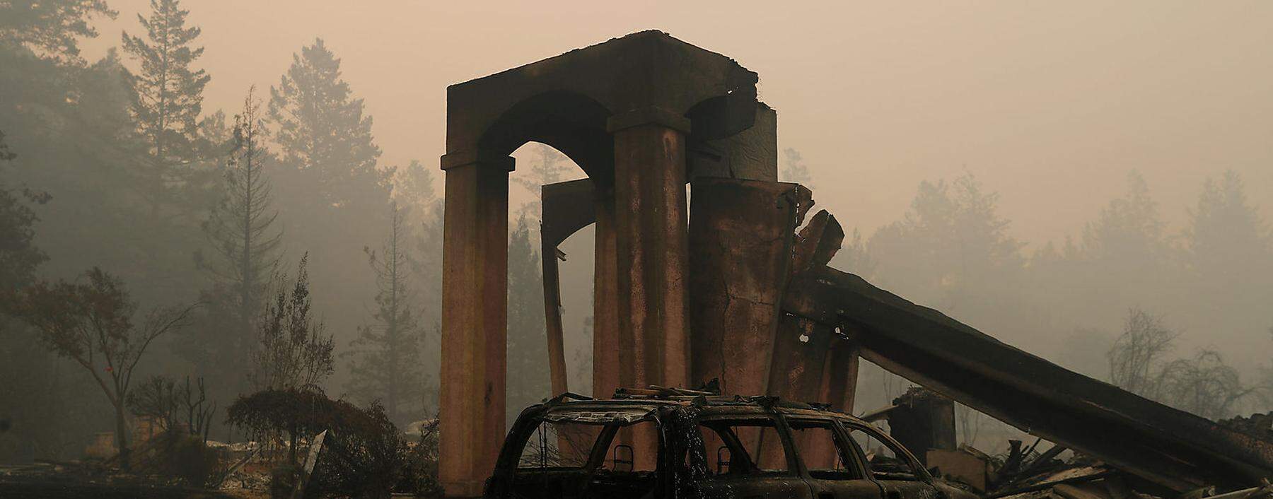 Handout photo of an aerial photo of the devastation left behind from the North Bay wildfires north of San Francisco