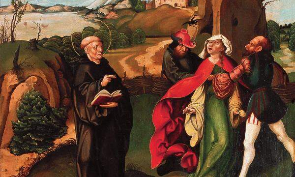 
Exorzismen wie die an der 23-jährigen Katharina Herbst 1599 in Graz konnten sich über Monate hinziehen und zum brutalen öffentlichen „Event“ werden. (Bild: Heilung eines Besessenen durch den hl. Bernhard, 1500, Tafelbild im Stift Zwettl).