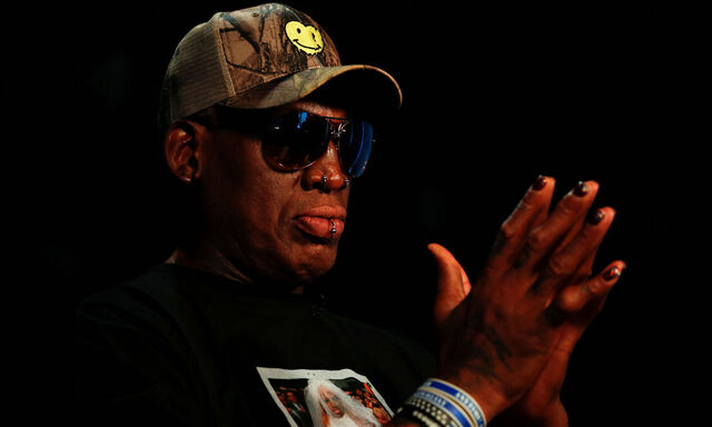 FILE PHOTO: Former NBA player Dennis Rodman poses for a portrait in Los Angeles
