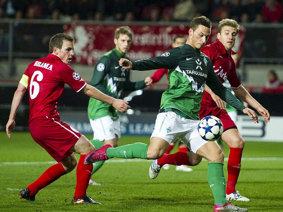 Das dritte Spiel in der Gruppenphase der Champions League hatte es für Marko Arnautovic in sich. Der 21-jährige Österreicher traf mit seinem Neo-Klub Werder Bremen auf seinen Ex-Klub Twente Enschede. Und entführte dank eines Treffers mit den Deutschen einen Punkt aus Holland (1:1).