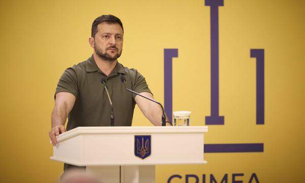 Wolodymyr Selenskij im Rahmen des dritten „Summit of the International Crimea Platform“ am 23. August in Kiew.
