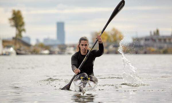 Saman Soltani beim Kanu-Training in Wien. Sie hat ihr großes Ziel erreicht: die Sommerspiele in Paris. 