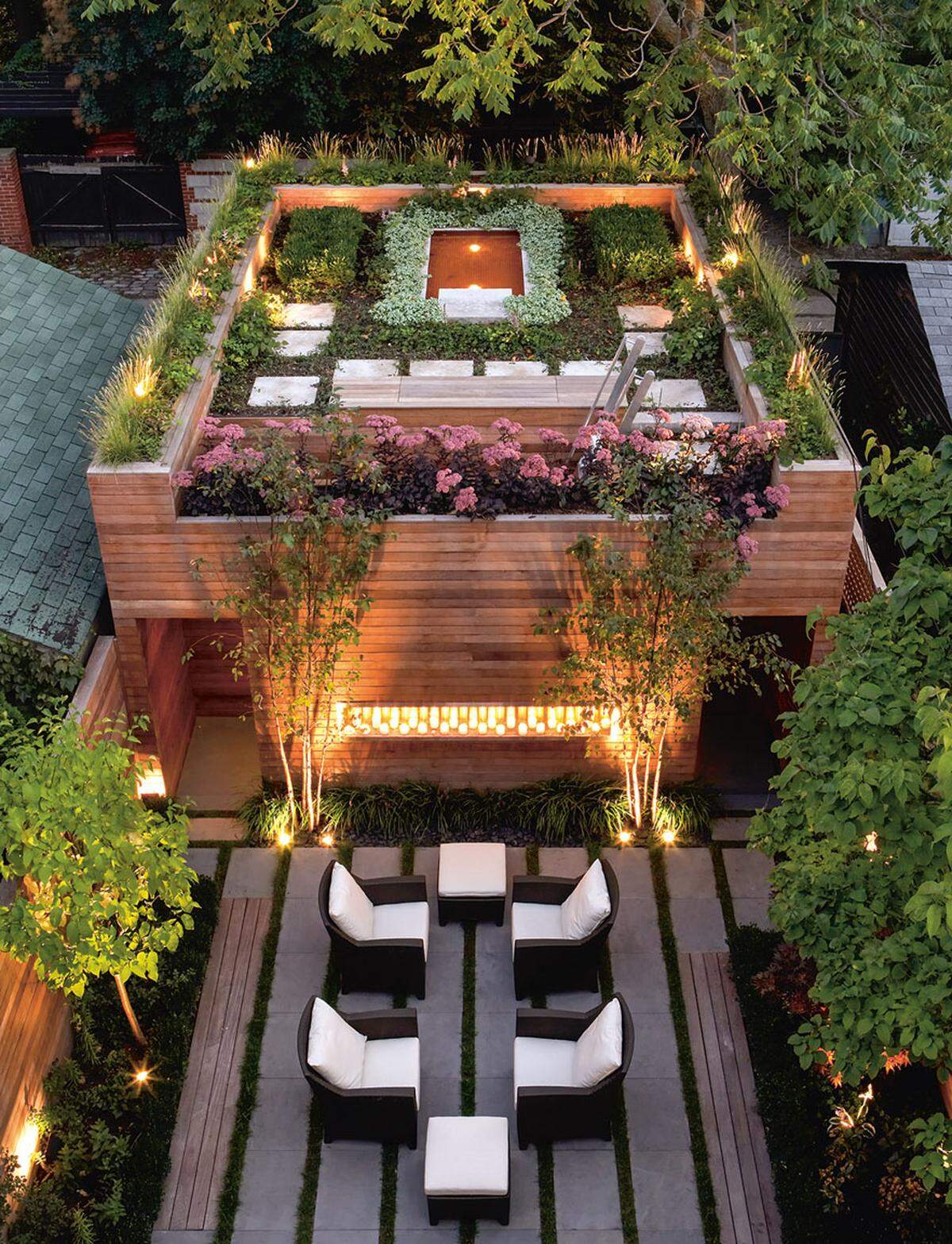 Der Bildband zeigt private Dachgärten, die Landschaftsdesigner und Garten-Journalist Ashley Penn zusammengetragen hat. Green Roof + Garden, Toronto, Kanada.Cecconi Simone Inc.