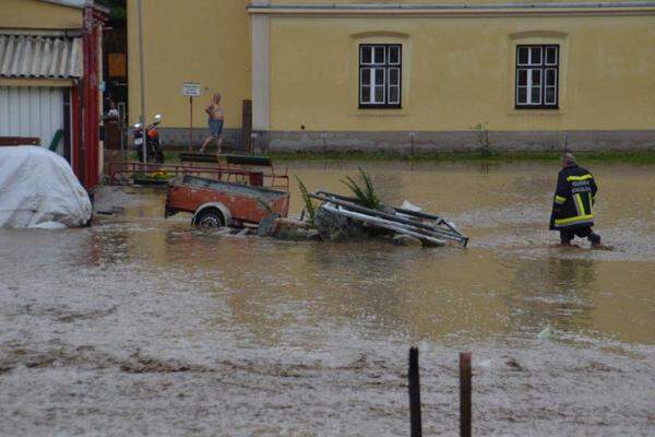 Die Situation am Mittwochnachmittag in Schlöglmühl (Niederösterreich).