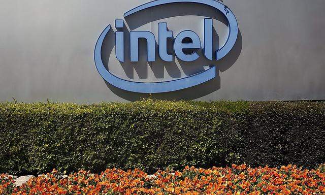 The logo of Intel, the world's largest chipmaker is seen at their offices in Jerusalem