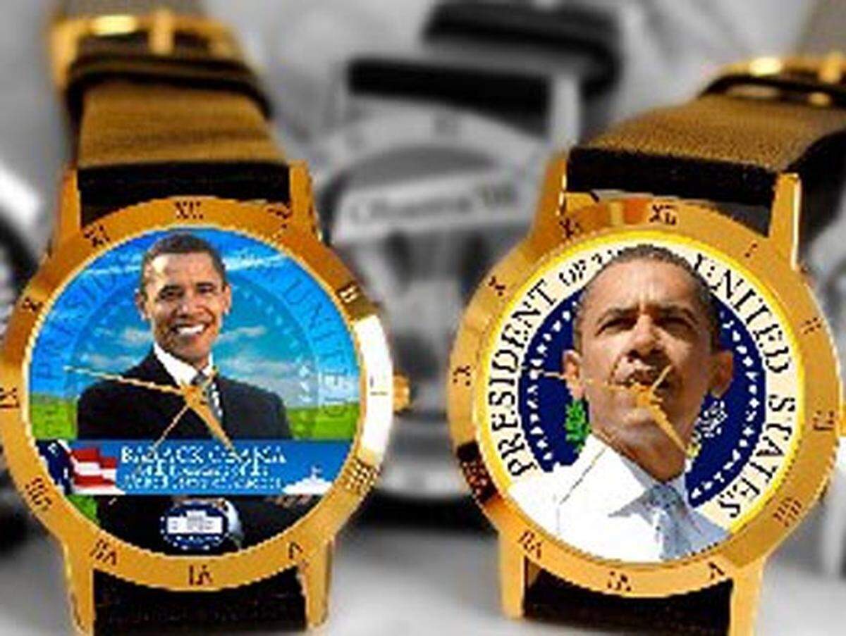 Damit ja niemand die feierliche Amtsübergabe des 44. Präsidenten der USA verpasst, gibt es die Obama-Uhr: Wahlweise als Inaugurations-Uhr oder als "President Obama Historic Watch".