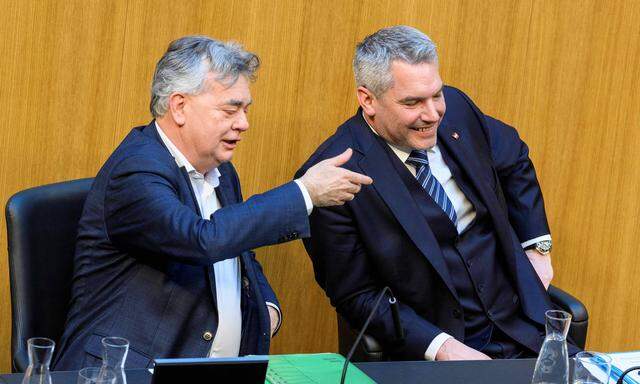 Koalitionäres Abschlussjahr: Vizekanzler Werner Kogler (Grüne) und Kanzler Karl Nehammer (ÖVP)