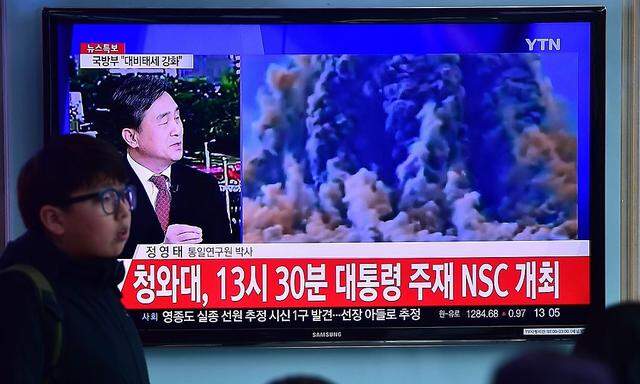 Ein TV-Sender in Seoul berichtet über den Atomtest Nordkoreas 