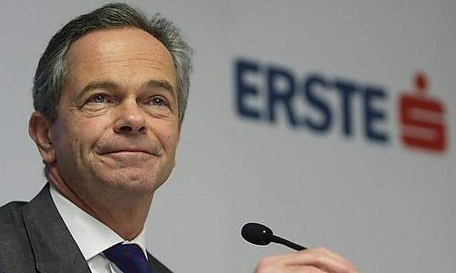 Erste Group Bank CEO Treichl addresses a news conference in Vienna