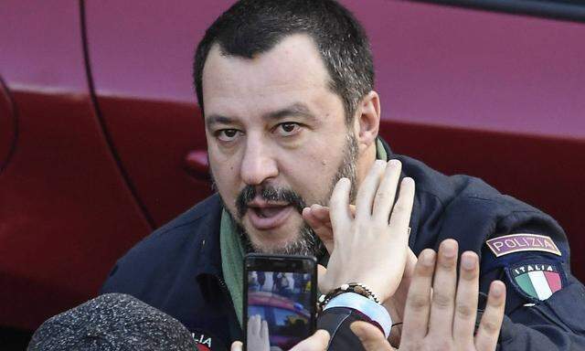The Minister of the Interior Matteo Salvini in Afragola a town in the province of Campania on a v