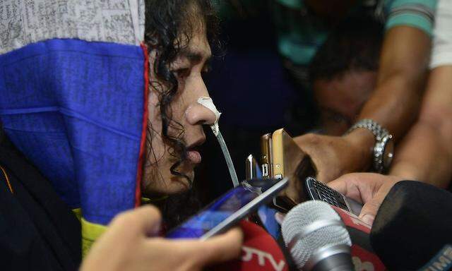 Irom Sharmila wurde viele Jahre lang per Nasensonde ernährt.
