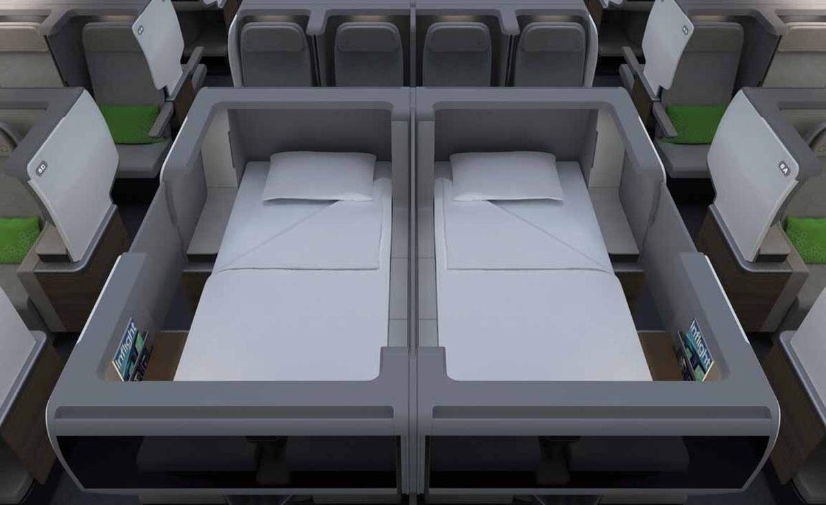 In den "Super Throne"-Suiten würden man oberhalb zweier Passagiere schlafen, sowie breitere Sitze bzw. Betten und mehr Privatsphäre haben.