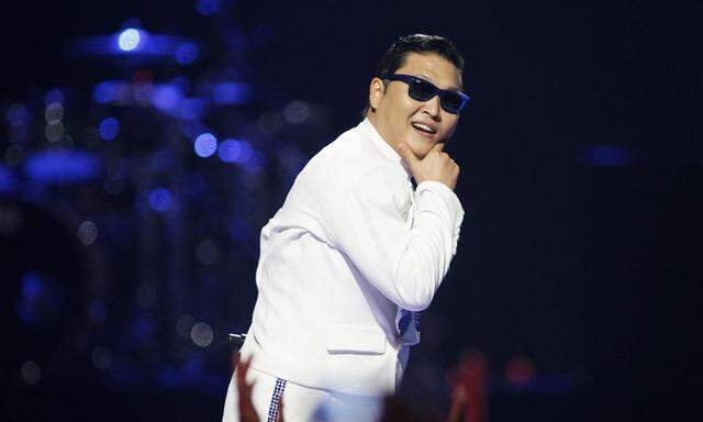 File photo of South Korean rapper-singer Psy performing during the 2012 iHeart Radio Music Festival at the MGM Grand Garden Arena in Las Vegas