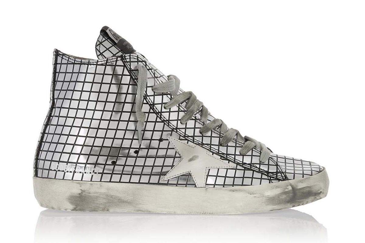 Karierte High Top Sneakers aus Metallic Leder von Golden Goose Deluxe Brand.