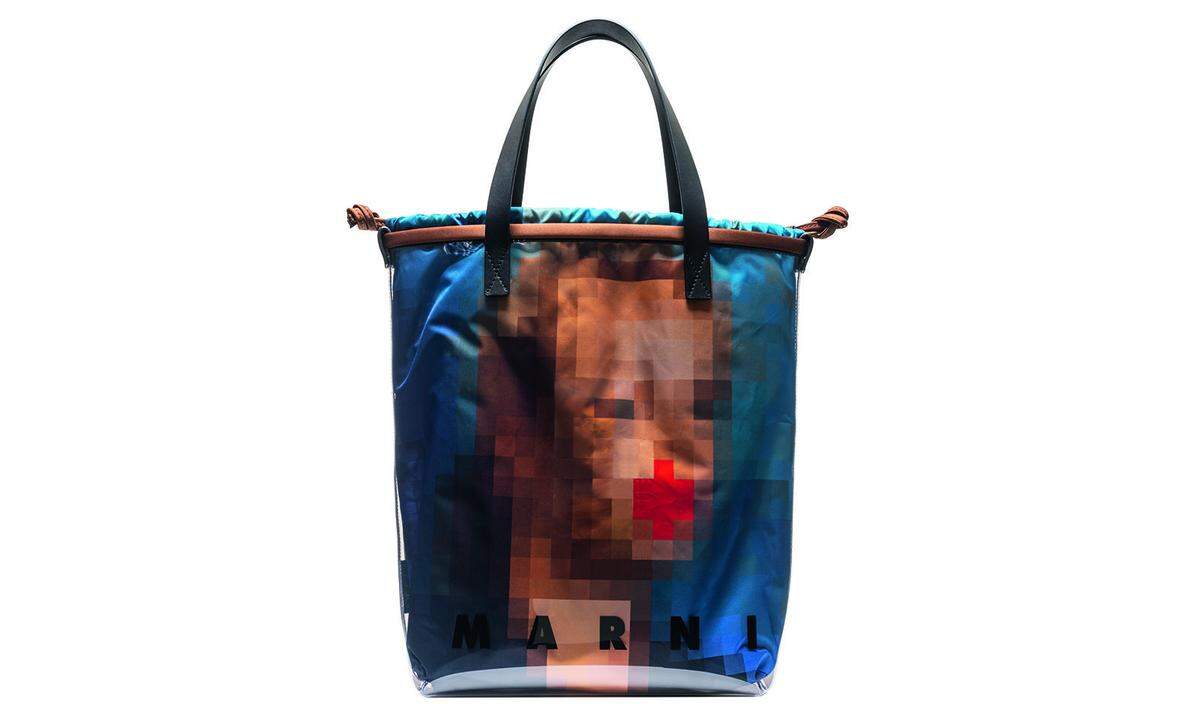 Shoppingtasche in PVC mit Innentasche aus Satin mit Pixel Grace Print von Marni, 690 Euro, www.marni.com
