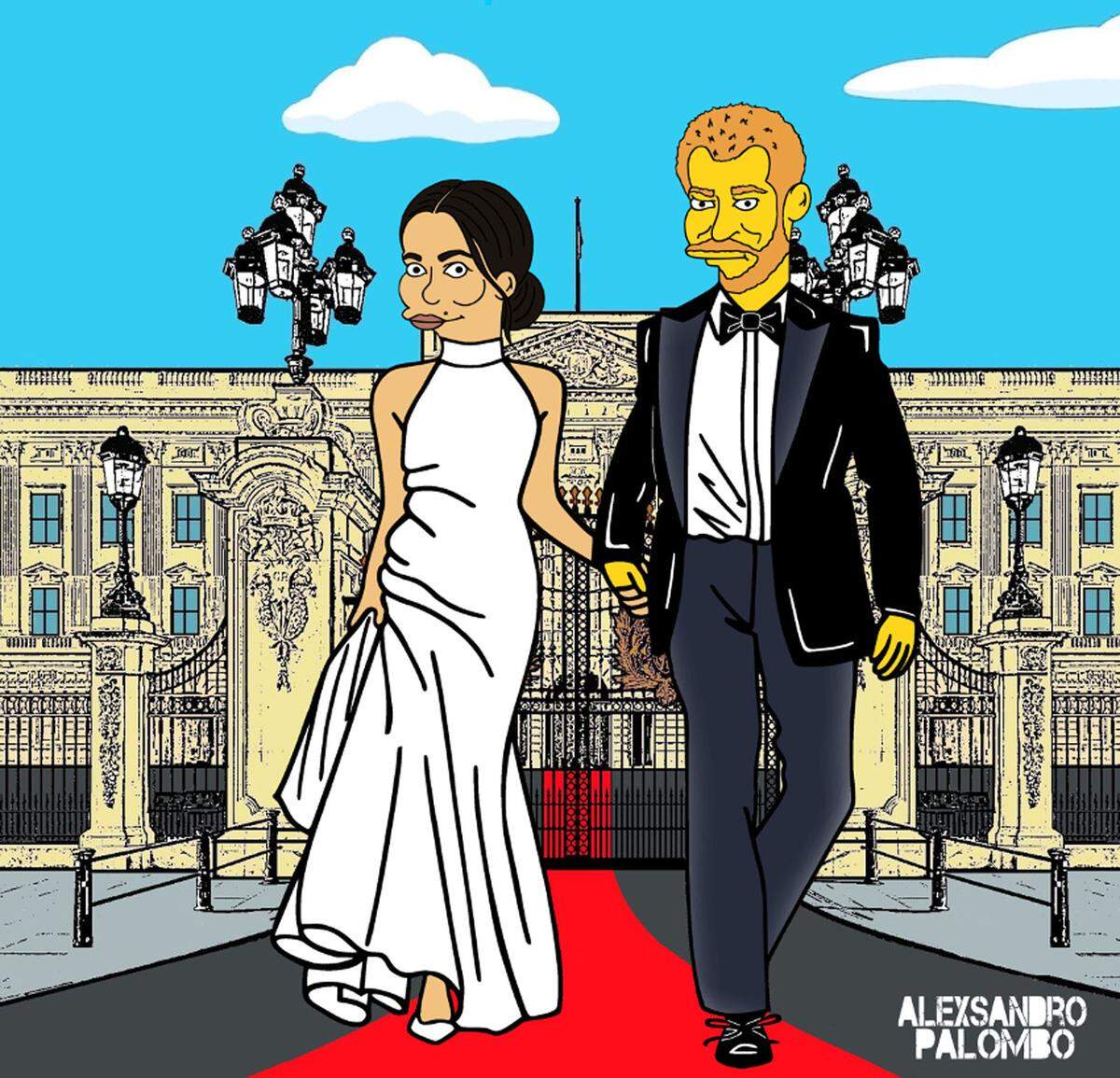 Pop-Künstler Alexsandro Palombo hat bereits unzählige Promis und Designer den Simpsons-Anstrich verpasst. Neuerdings ist auch Herzogin Meghan mit Gelbstich unterwegs.