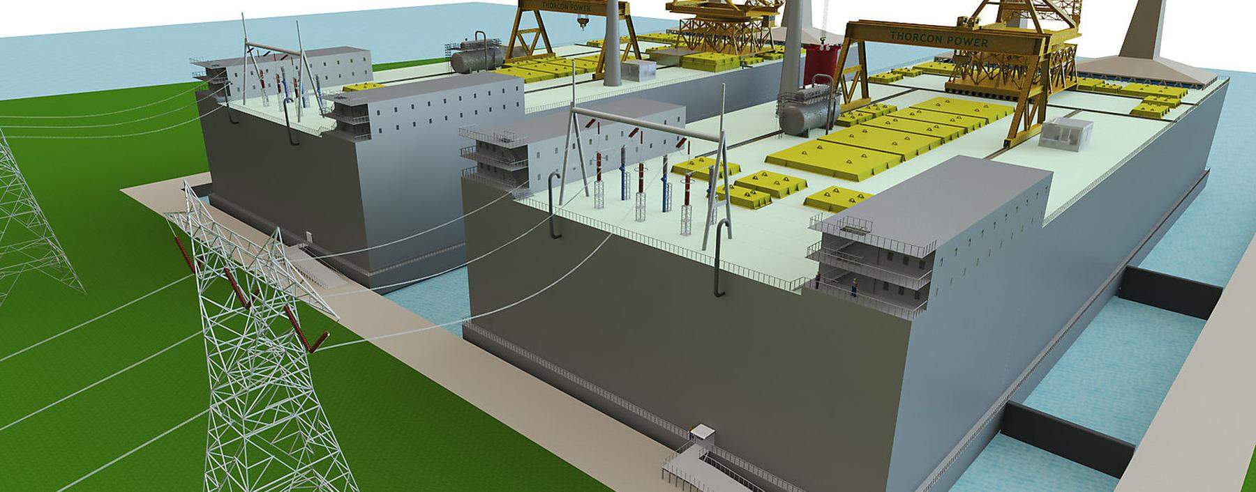 Projekt schwimmender Atomkraftwerke von ThorCon, wie sie in einigen Jahren vor Indonesien getestet werden könnten.