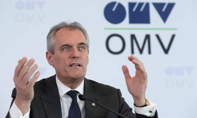 Chief executive of Austrian energy group OMV Seele addresses a news conference in Vienna