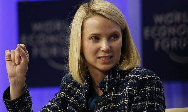 Mayer Chief Executive Officer of Yahoo speaks during a session at the World Economic Forum (WEF) in Davos
