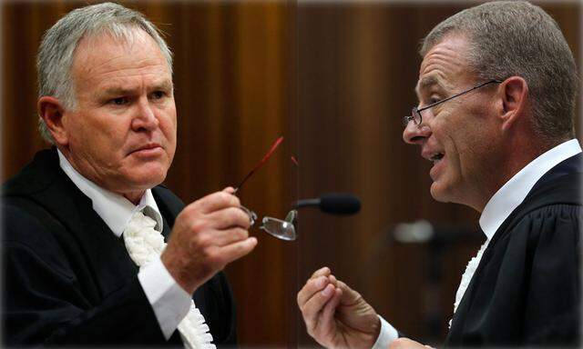 Verteidiger Barry Roux (li.) wurde von einer Journalistin 