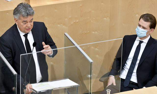  Vizekanzler Werner Kogler (Grüne) und Bundeskanzler Sebastian Kurz (ÖVP)