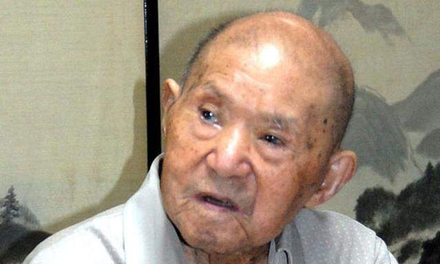 Tomoji Tanabe celebrates his 112th birthday at his home in Miyazaki