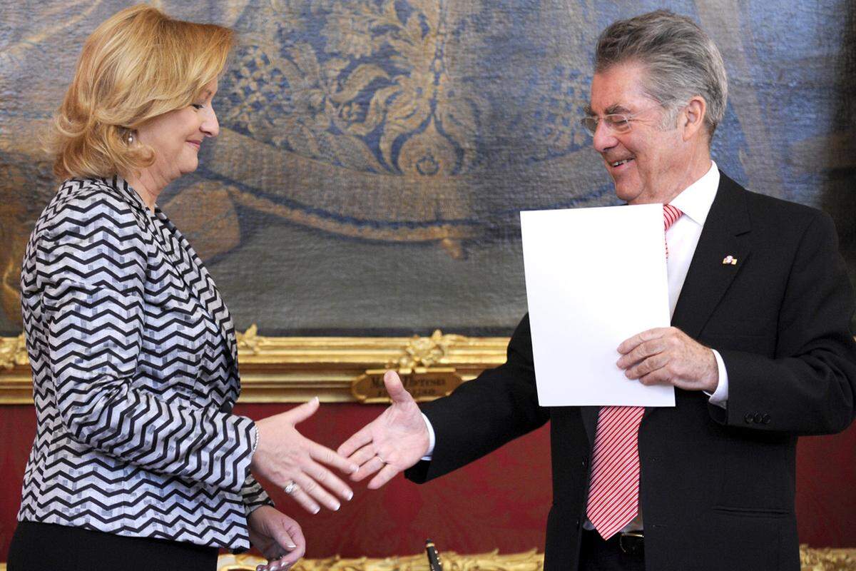 Die bisherige Innenministerin Maria Fekter wird zur Finanzministerin.