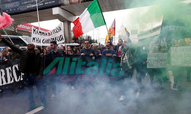 Streik von Alitalia-Mitarbeitern Anfang April in Rom