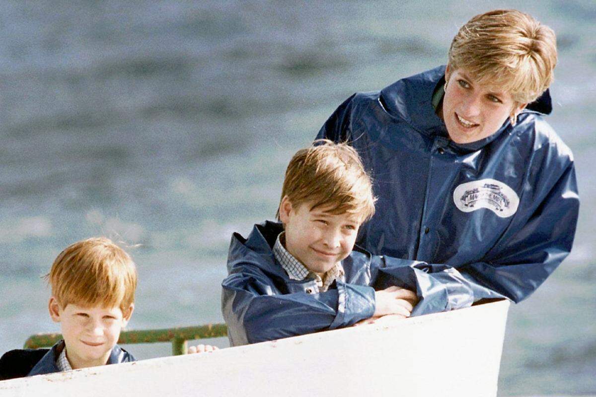 Am 21. Juni 1982 wurde der Thronfolger William geboren. Am 15. September 1984 folgte Harry. Beide Söhne wuchsen nach der Scheidung bei ihrem Vater und der Royal Family auf. Heute setzen sie sich für Dianas Erbe ein.